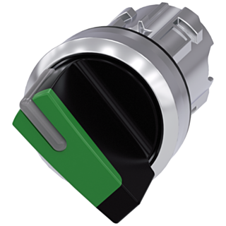 Toggle switch, illuminable, 22 mm, round, metal, high gloss, green