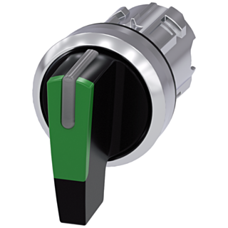 Toggle switch, illuminable, 22 mm, round, metal, high gloss, green