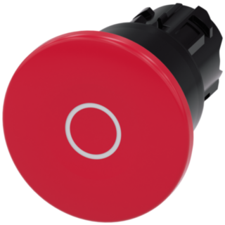 Mushroom pushbutton, 22 mm, round, plastic, red, labeling: O
