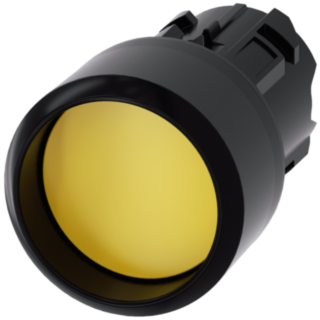 Pushbutton, 22 mm, round, plastic, yellow, front ring