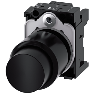 Pushbutton, 22 mm, round, plastic, black, button