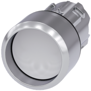 Pushbutton, 22 mm, round, metal, high gloss, white, front ring