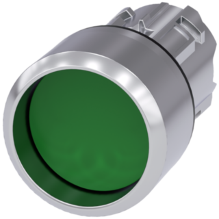 Pushbutton, 22 mm, round, metal, high gloss, green, front ring