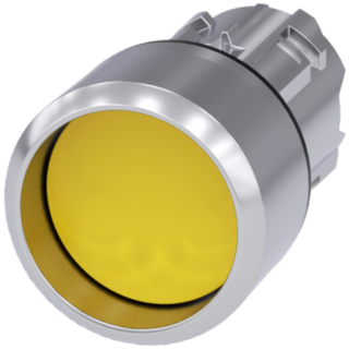 Pushbutton, 22 mm, round, metal, high gloss, yellow, front ring
