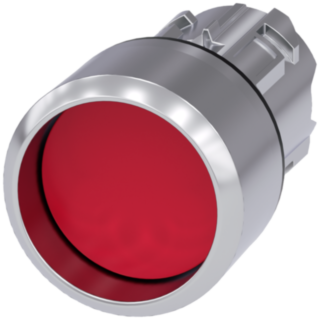 Pushbutton, 22 mm, round, metal, high gloss, red, front ring
