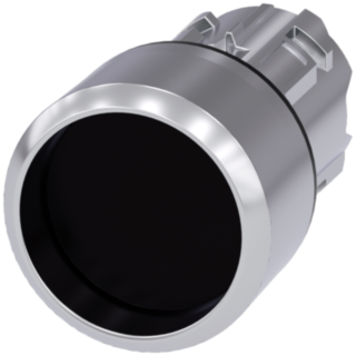 Pushbutton, 22 mm, round, metal, high gloss, black, front ring