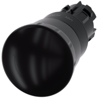 Mushroom pushbutton, 22 mm, round, plastic, black, rotate-to-unlatch mechanism