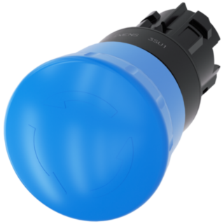 Mushroom pushbutton, 22 mm, round, plastic, blue, rotate-to-unlatch mechanism