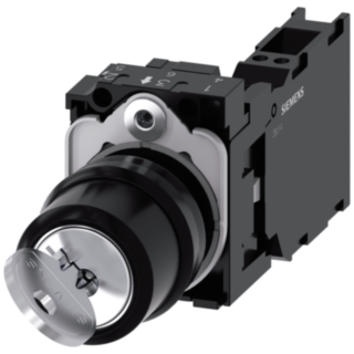 Key-operated switch RONIS, 22 mm, round, plastic, key removal O+I, 1 NO + 1 NC