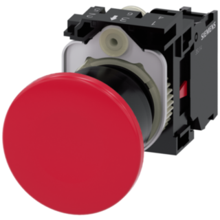Mushroom pushbutton, 22 mm, round, plastic, red, 1 NC