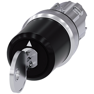 Key-operated switch Siemens, 22 mm, round, metal, shiny, key removal O