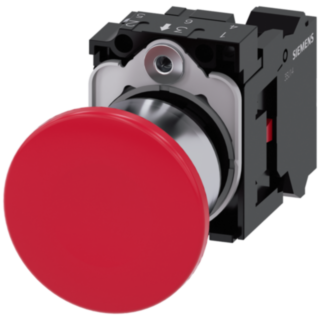 Mushroom pushbutton, 22 mm, round, metal, high gloss, red, 1 NC