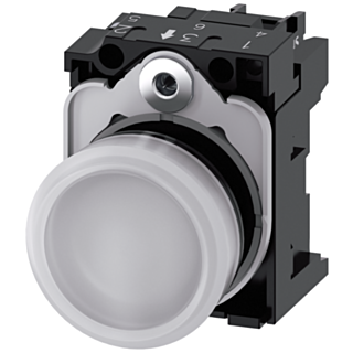 Indicator light, 22 mm, round, plastic, white, lens, smooth, 230 V AC