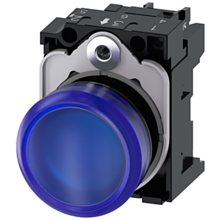 Indicator light, 22 mm, round, plastic, blue, lens, smooth, 230 V AC