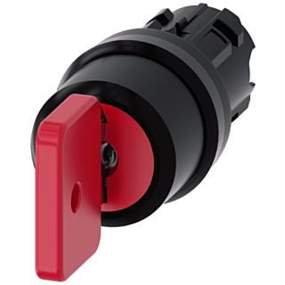 Key-operated switch O.M.R, 22 mm, round, plastic, red, key removal O