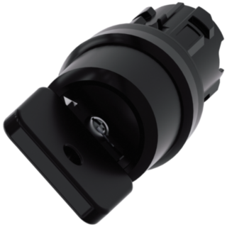Key-operated switch O.M.R, 22 mm, round, plastic, black, key removal O