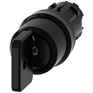 Key-operated switch O.M.R, 22 mm, round, plastic, black, key removal O