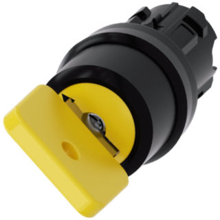 Key-operated switch O.M.R, 22 mm, round, plastic, yellow, key removal O
