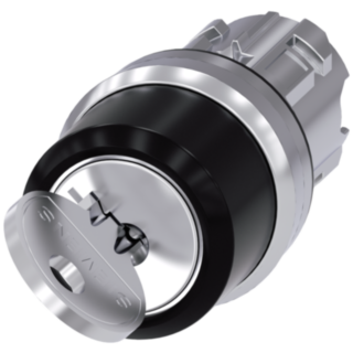 Key-operated switch RONIS, 22 mm, round, metal, high gloss, key removal O+I