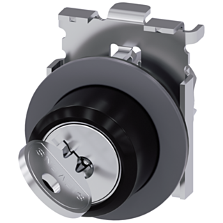 Key-operated switch RONIS, 30 mm, round, metal, matt, key removal O