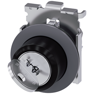 Key-operated switch RONIS, round, metal, matt, key removal O+I, SB31, 421, 455