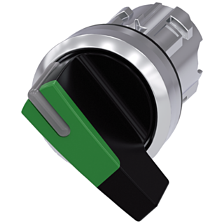Toggle switch, illuminable, 22 mm, round, metal, high gloss, green