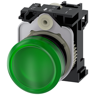 Indicator light, 22 mm, round, plastic, green, lens, smooth, 230 V AC