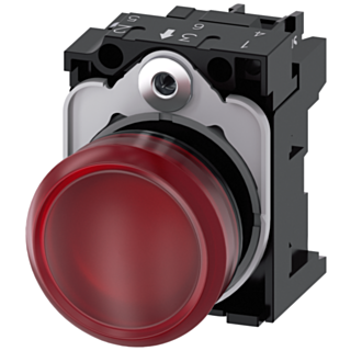 Indicator light, 22 mm, round, plastic, red, lens, smooth, 230 V AC