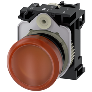 Indicator light, 22 mm, round, plastic, amber, lens, smooth, 230 V AC