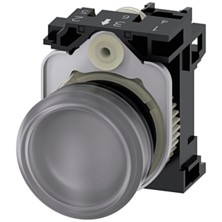 Indicator light, 22 mm, round, plastic, clear, lens, smooth, LED module, 110 V AC