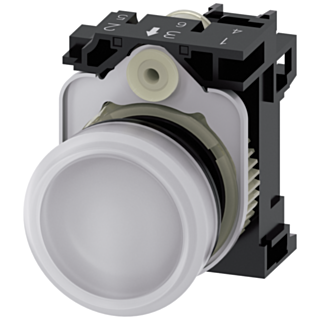Indicator light, 22 mm, round, plastic, white, lens, smooth, 110 V AC