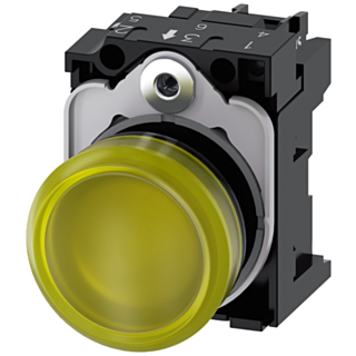 Indicator light, 22 mm, round, plastic, yellow, lens, smooth, 110 V AC