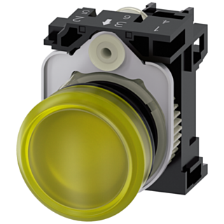 Indicator light, 22 mm, round, plastic, yellow, lens, smooth, 110 V AC