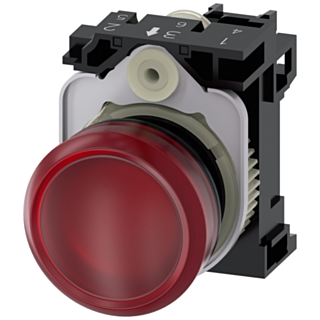 Indicator light, 22 mm, round, plastic, red, lens, smooth, 110 V AC