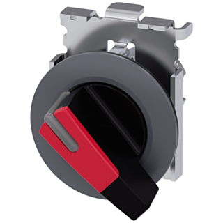 Toggle switch, illuminable, 30 mm, round, metal, matt, red