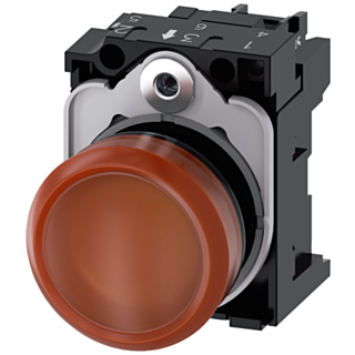 Indicator light, 22 mm, round, plastic, amber, lens, smooth, 110 V AC