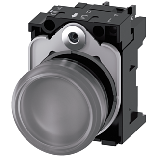 Indicator light, 22 mm, round, plastic, clear, lens, smooth, 24 V AC/DC