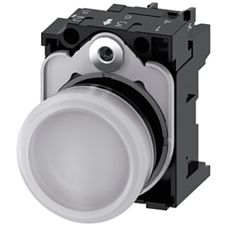 Indicator light, 22 mm, round, plastic, white, lens, smooth, 24 V AC/DC
