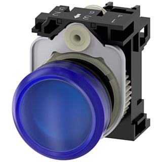 Indicator light, 22 mm, round, plastic, blue, lens, smooth, 24 V AC/DC