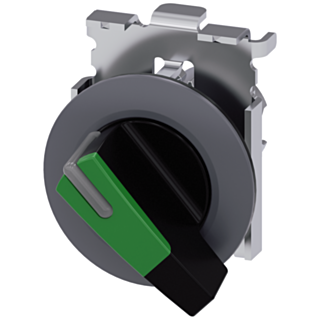 Toggle switch, illuminable, 30 mm, round, metal, matt, green