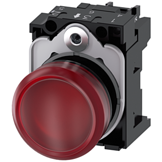 Indicator light, 22 mm, round, plastic, red, lens, smooth, 24 V AC/DC