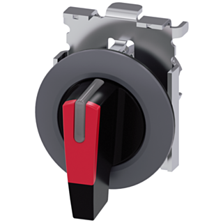 Toggle switch, illuminable, 30 mm, round, metal, matt, red