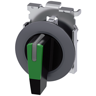 Toggle switch, illuminable, 30 mm, round, metal, matt, green