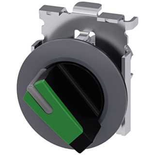 Toggle switch, illuminable, 30 mm, round, metal, matt, green