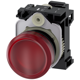 Indicator light, 22 mm, round, plastic, red, lens, smooth, 230 V AC