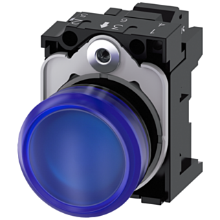 Indicator light, 22 mm, round, plastic, blue, lens, smooth, 110 V AC