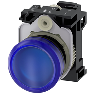 Indicator light, 22 mm, round, plastic, blue, lens, smooth, 110 V AC