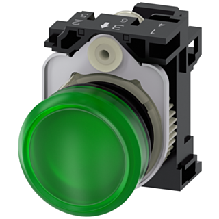 Indicator light, 22 mm, round, plastic, green, lens, smooth, 110 V AC