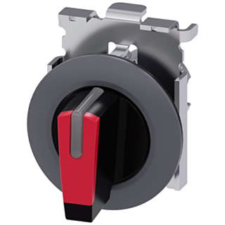 Toggle switch, illuminable, 30 mm, round, metal, matt, red