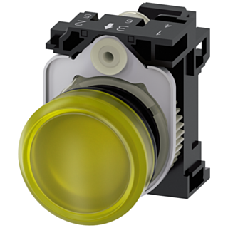 Indicator light, 22 mm, round, plastic, yellow, lens, smooth, 110 V AC